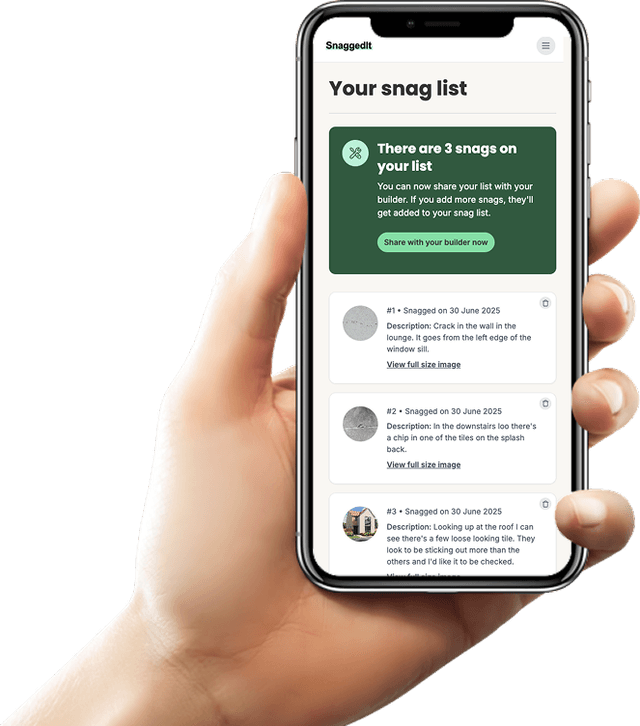 Professional snag list on SnaggedIt app