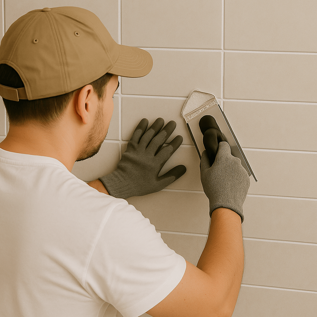Builder reviewing a snag list